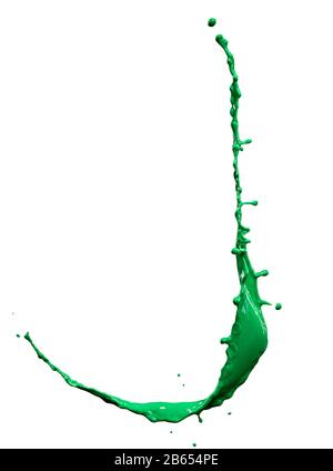 Beautiful green paint splashes isolated on white background Stock Photo