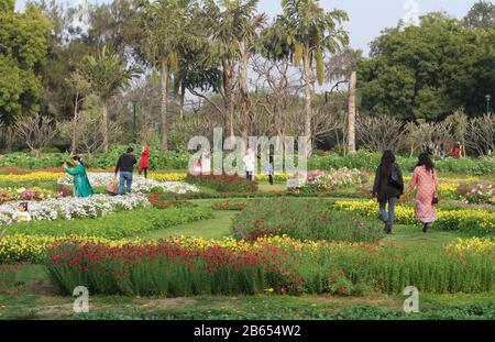 Colorful flowers in Nehru Park, New Delhi, India Stock Photo