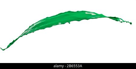 Beautiful green paint splashes isolated on white background Stock Photo