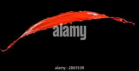 Beautiful red paint splashes isolated on black background Stock Photo