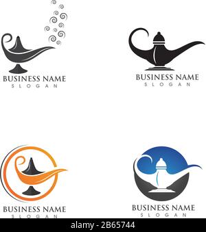 Magic lamp logo vector illustration  design Stock Vector