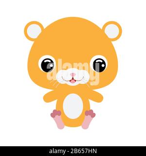 Cute little sitting hamster. Cartoon character for baby print design, kids wear, baby shower celebration, greeting and invitation card. Stock Vector