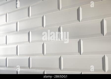 White tile background. Tiles in the kitchen Stock Photo