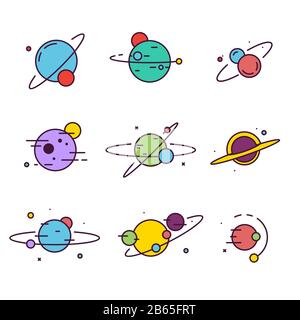 Set of extraterrestrial planets Stock Vector