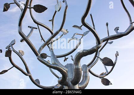 a silver object abstract metal tree art Stock Photo