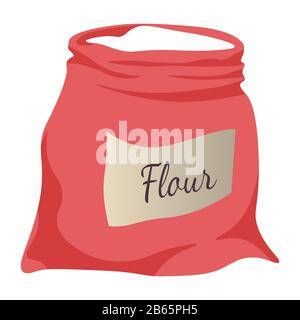 Flour bag, open sack with white baking powder Stock Vector