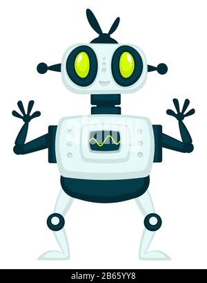 Robot isolated icon, humanoid or android, futuristic innovation Stock Vector