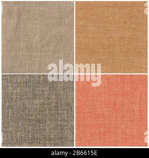 Collection of high resolution linen fabric textures of square shape Stock Photo