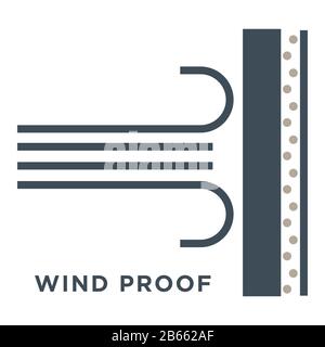 Wind proof material, glass or window properties, isolated icon Stock Vector