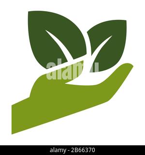 Hand holding leaves, Earth care and environment protection Stock Vector