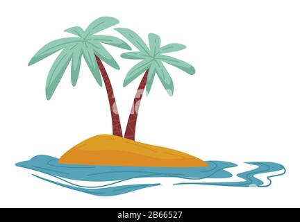 Desert island isolated icon, traveling and summer vacation Stock Vector