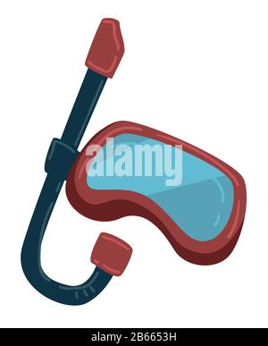 Diving mask and breathing tube, underwater swimming equipment Stock Vector
