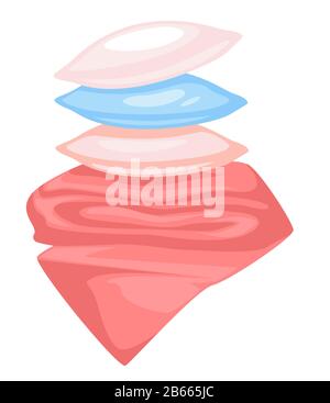 Blanket and pillows stack, isolated icon, cotton textile Stock Vector