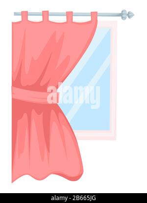 Home textile, window curtains or drapery, house interior design Stock Vector