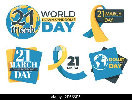 Down syndrome tolerance and support day isolated icons Stock Vector