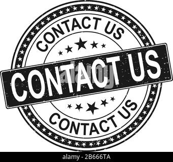 Grunge black contact us round rubber stamp Stock Vector