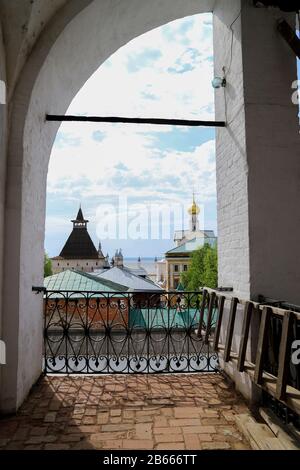 Beautiful view from the top floor of old building in the Rostov kremlin, Russia Stock Photo