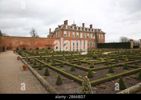 View of the formal garden at Hanbury hall, Worcestershire, England, UK. Stock Photo