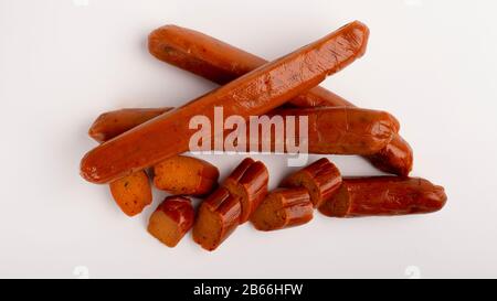 Meat substitute. Meatless sausage on white background Stock Photo