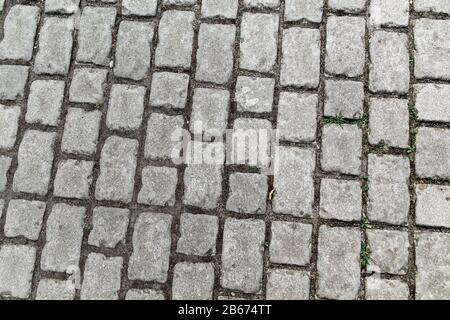Abstract street background - gray paving slabs in the form of squares outdoors Stock Photo
