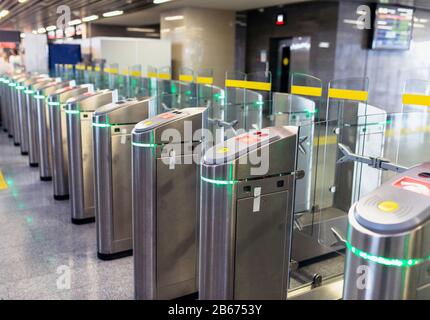 JULY 24, 2016, ADLER RAILWAY STATION, RUSSIA: Electronic access control system at railway station closeup Stock Photo