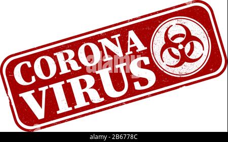red CORONA VIRUS stamp with biohazard symbol isolated on white background vector illustration Stock Vector