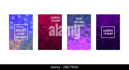 Cards set with geometry texture. Vector illustration. Gradient. Stock Vector