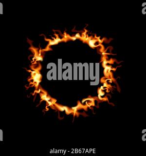 Ring of fire design. Vector illustration circle flame. Black background. Stock Vector