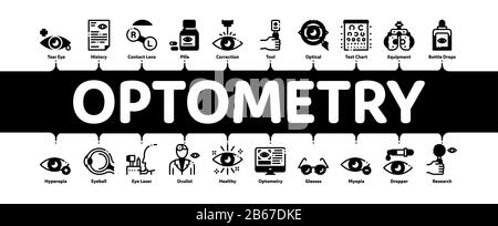 Optometry Medical Aid Minimal Infographic Banner Vector Stock Vector