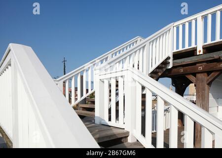 Stairs to Alte Liebe, Nordseeheilbad Cuxhaven, Lower Saxony, Germany, Europe Stock Photo