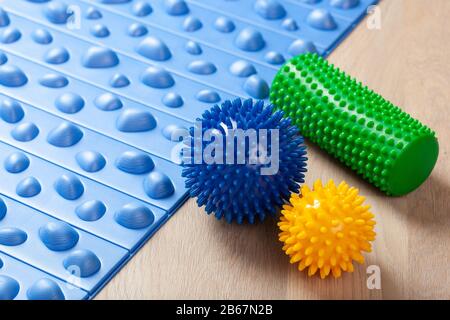 massage rubber balls, balance cushion, mat and roller for self massage and reflexology massage rubber balls, balance cushion, mat and roller for self massage and reflexology