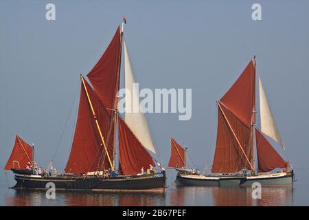 Thames sailing barges Centaur and George Smeed in full sail Stock Photo