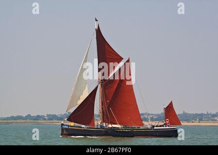 Thames sailing barge Centaur in full sail Stock Photo