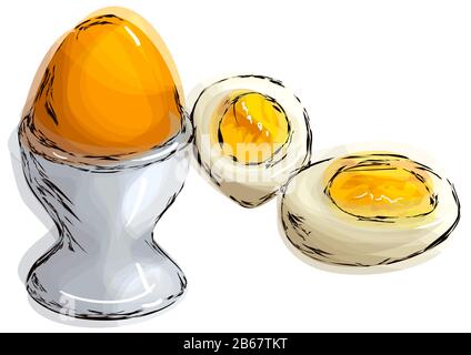 boiled egg, illustration of boiled egg isolated on white background Stock Vector