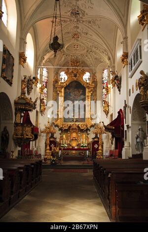 Interior of a little church, Prague, Czech Republic Stock Photo