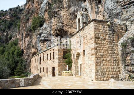 Saint Elisha monastery - Deir Mar Lichaa, Qadisha valley, Qannoubine, Bsharre caza, Lebanon Stock Photo