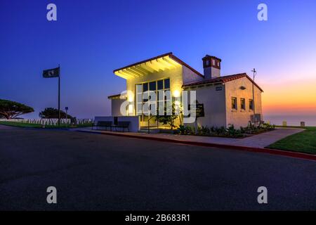 San Diego, California, United States - July 31, 2018: American war cemetery Point Loma, Fort Rosecrans National Cemetery of San Diego with blue sky. Stock Photo