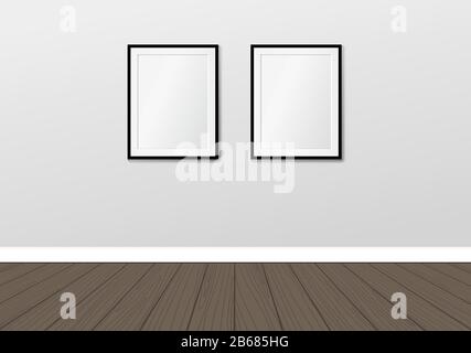 Two frames on the wall. Vector interior mock up. Modern scandianvian interior design Stock Vector