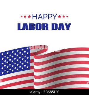 Happy labor day. Vector greeting card with usa flag Stock Vector