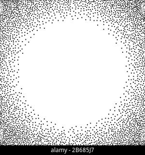 Stipple circle frame. Vector dotted halftone background with round frame Stock Vector