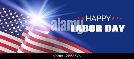 Happy labor day banner. Vector long banner for social media greetings Stock Vector
