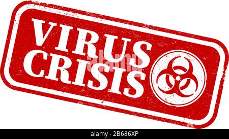 red VIRUS CRISIS and biohazard symbol rubber stamp vector illustration Stock Vector