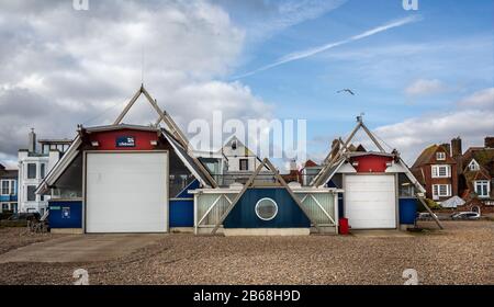 Aldeburgh Lifeboat Station - RNLI - on the beach at Aldeburgh, Suffolk, UK on 6 March 2020 Stock Photo