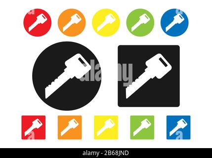 Set of colored key icons. Simple flat design Stock Vector