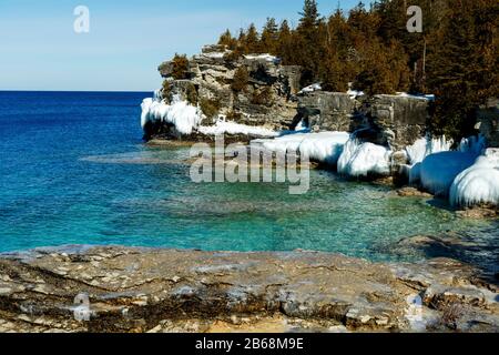 Bruce Peninsula National Park Georgian Bay Tobermory Ontario Canada. The Grotto Stock Photo