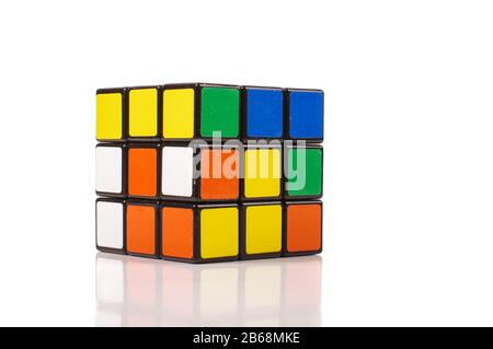 Most popular toy Rubik's cube isolated on the white background Stock Photo