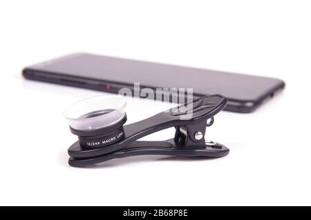 Special close up macro filter for smartphone camera improvement Stock Photo