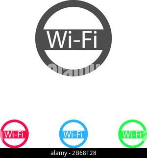 Wifi icon flat. Color pictogram on white background. Vector illustration symbol and bonus icons Stock Vector