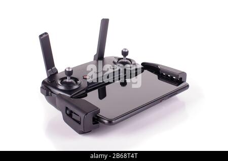 Wireless radio frequency remote controller transmitter isolated on the white background Stock Photo