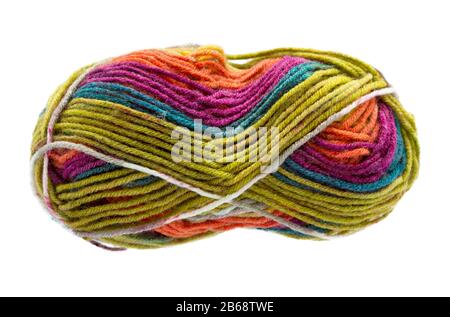 Ball of yarn isolated on white background. Woolen skeins of thread. Stock Photo
